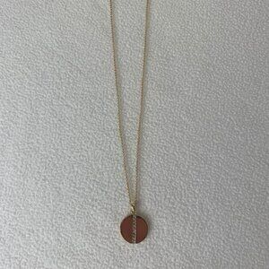 Laura Ashley Gold Necklace with Tan Pendant
